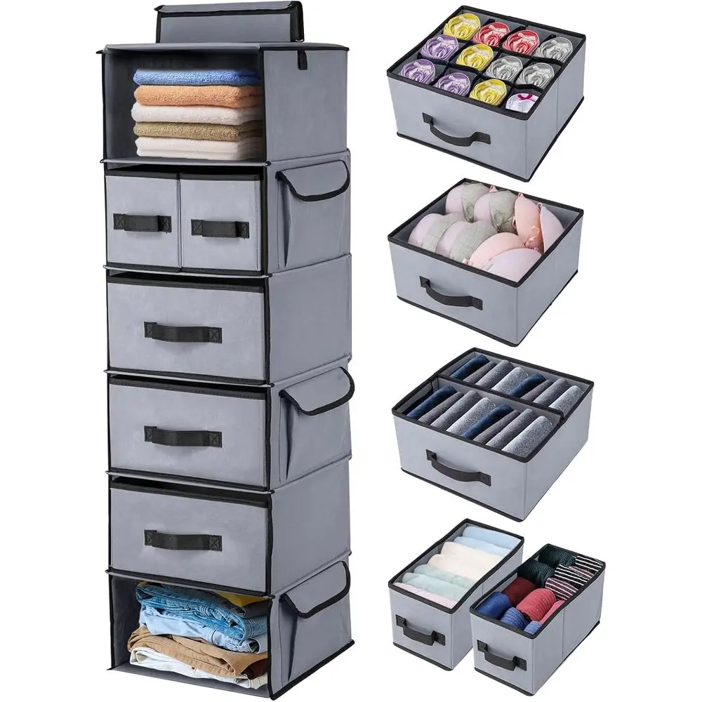 6-Shelves Hanging Closet Organizer with 5 Dierent Ders, oldable Closet Organizers and Storage or Wardrobe, Closet& RV, Baby Clot