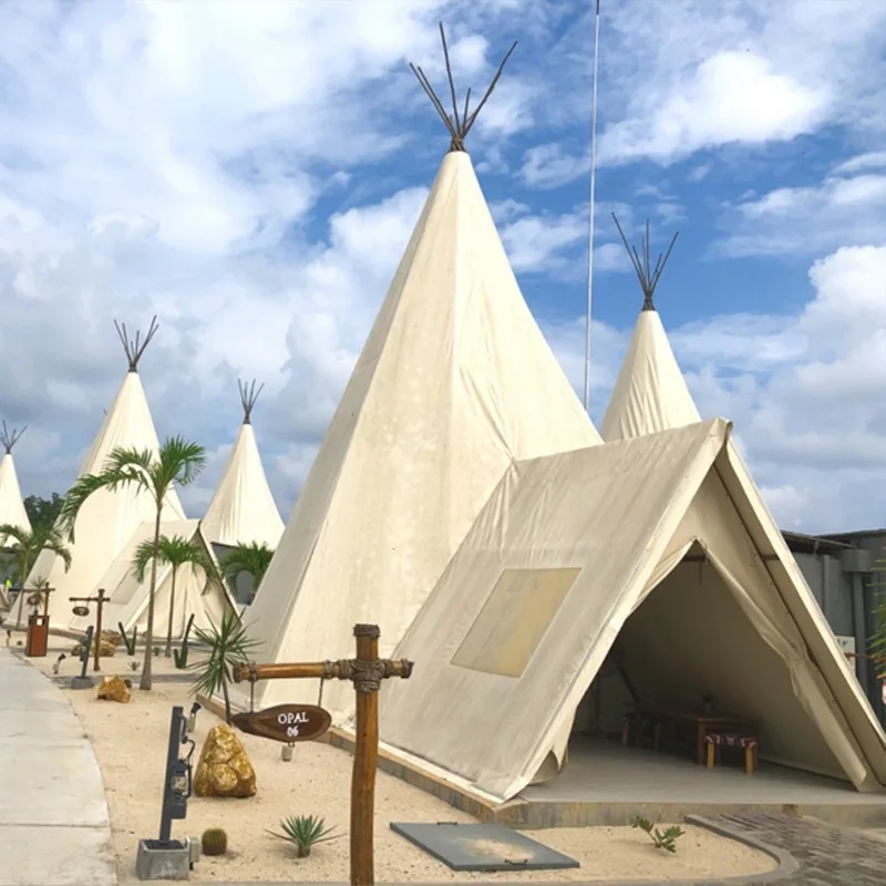 Lndian-tiendas de campaña grandes para Hotel, actividades al aire libre, viento y lluvia, a prueba de lluvia, carpa piramidal engrosada