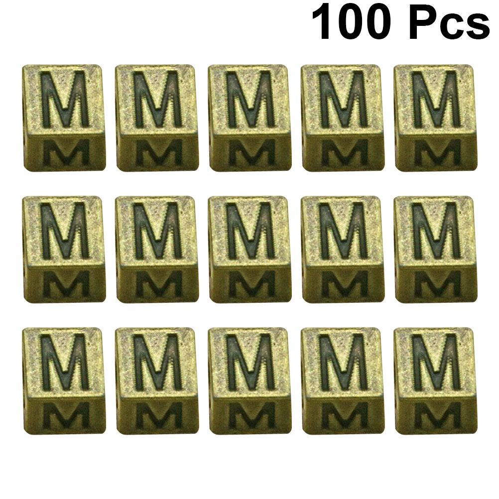 

100pcs Alloy Spacer Beads Letter Charms Diy Jewelry Accessories Necklace Bracelet Earrings Vintage Craft Supply