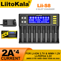 LiitoKala Lii-S8 18650 Battery charger 8-Slot Auto-Polarity Detect For 26650 21700 14500 10440 16340 18490 1.2V 3.7V battery