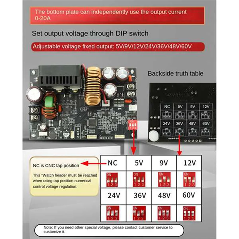 

CNC Direct Current Stabilized Voltage Power Supply 20A 1200W Constant Voltage Constant Current Repairing Step-Down Plate