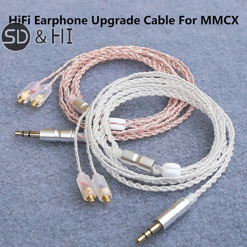 HiFi Earphone Upgrade Cable MMCX 3.5mm 1.2m Silver Plated Core Cable For Sennheiser IE200/IE300/IE600/IE900/AKG N5005/N30