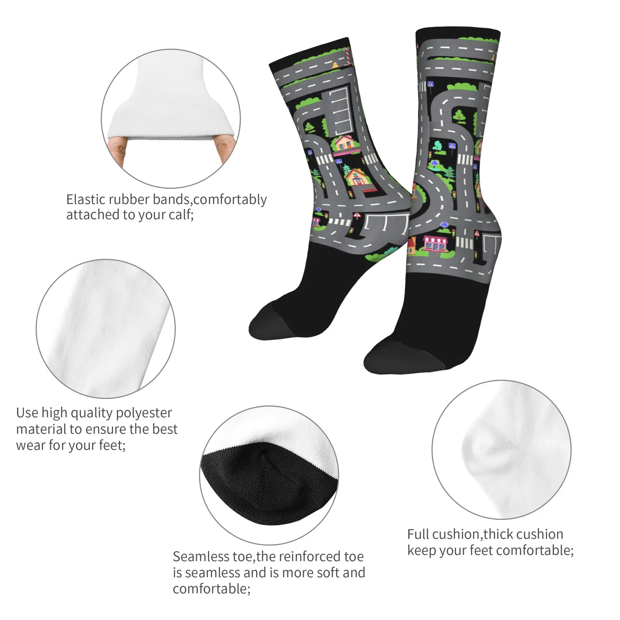 Tired Dads Club Car Race Track On Dad Socks Men's Women's Polyester Funny Happy  Socks Harajuku Spring Summer Autumn Winter Sock