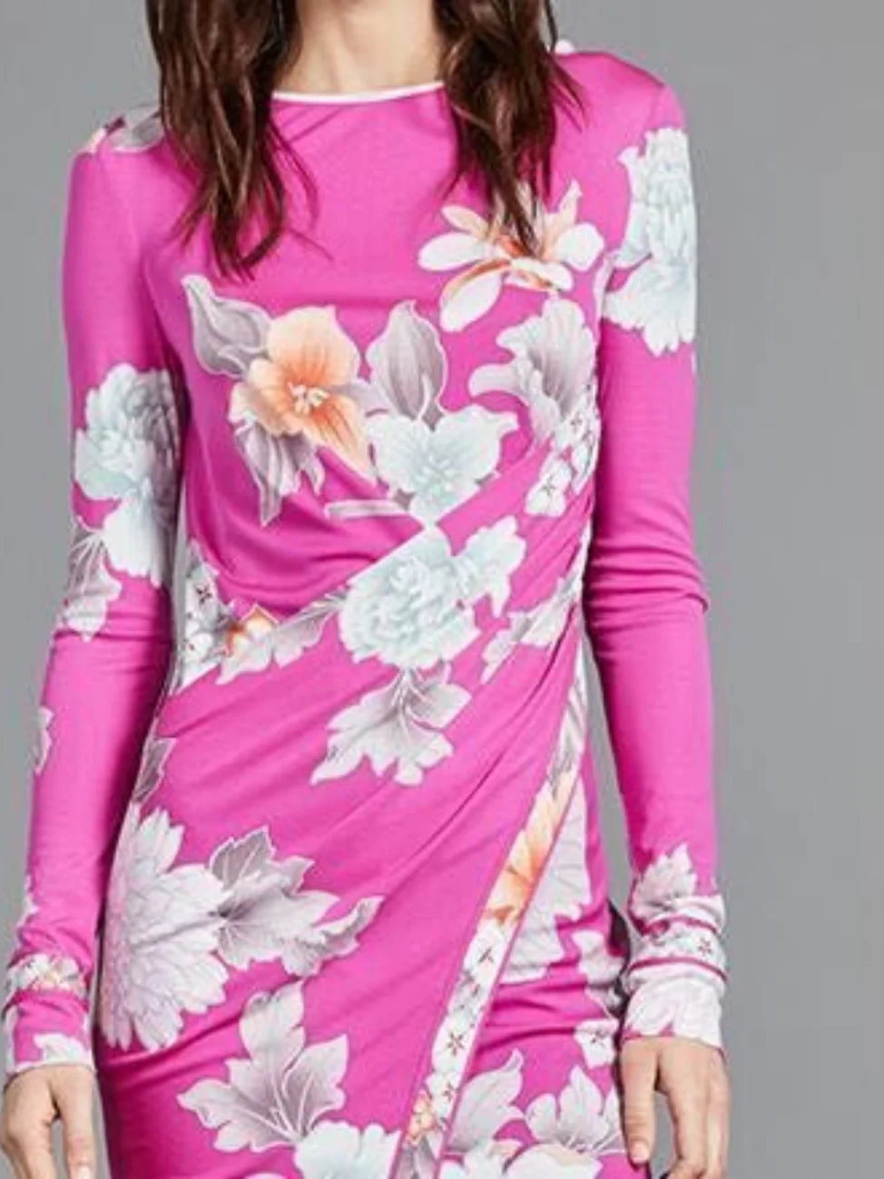 

Spring Autumn Slim Fit College Pure High Print Elastic Knitted Slimming Dress Sweet round Neck Long Sleeve Polyester Fiber