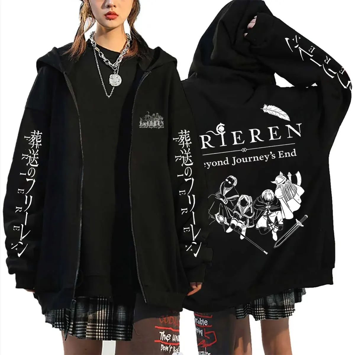 Anime Frieren: Beyond Journey's End Frieren Merch Reißverschluss-Hoodie für Herren und Damen, Freizeitkleidung, Cosplay, Manga, Harajuku, Jacke mit Reißverschluss – Detail 2