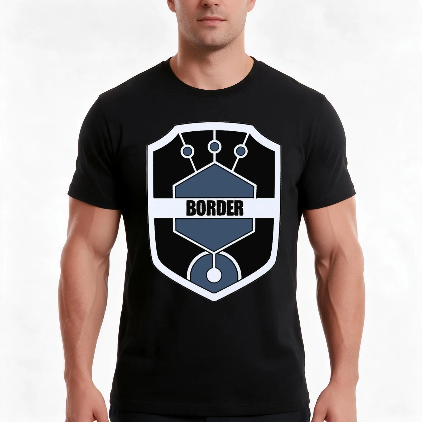 World Trigger - Border Logo T-Shirt, Summer Casual Cotton Tee, Oversized Streetwear Tops, Vintage Graphic Print, 100% Cotton