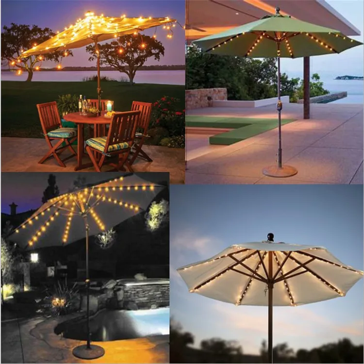 Patio Umbrella Lights 8 Mode 104 LEDS String Lights with Remote Control Lights Solar Operated Outdoor for Patio Camping Tent