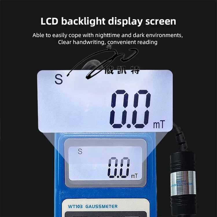 WT103 Gauss meter for magnetic size detection of magnets 5 level Accuracy Transverse Hall probe, DC magnetic field