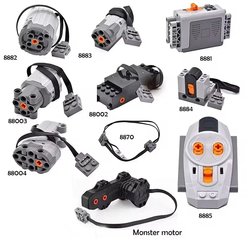 Juego de piezas técnicas, bloques de construcción, funciones de potencia MOC, servomotor de tren, caja de batería, interruptor de luz, receptor de Control remoto IR