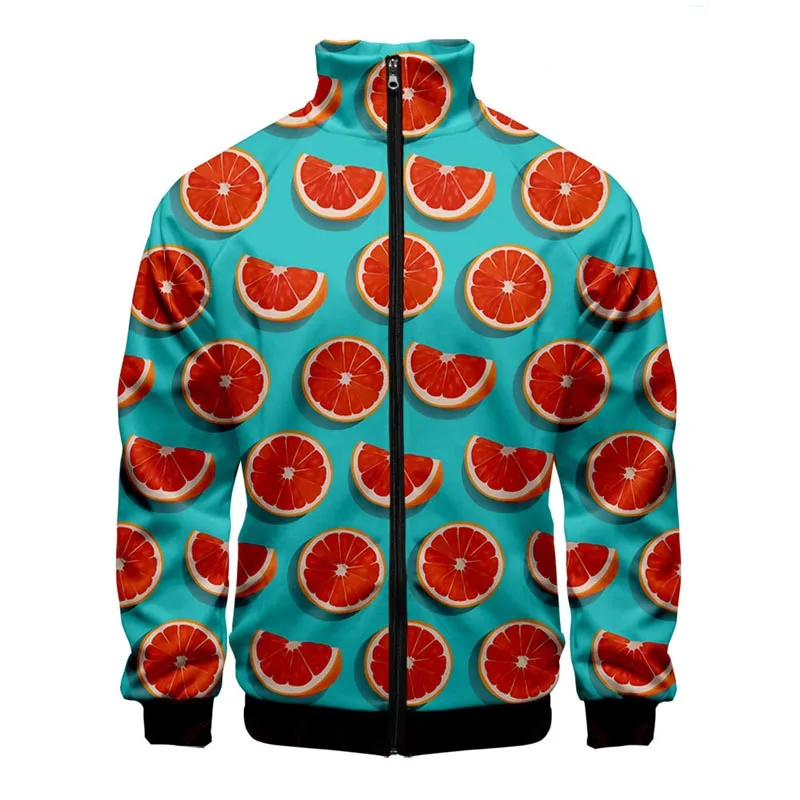 

Mens 3D Printed Fruits Pattern Zip Jacket For Men Clothing Funny Mens Designer Clothes Streetwear Coat Tops High Quality Jacket