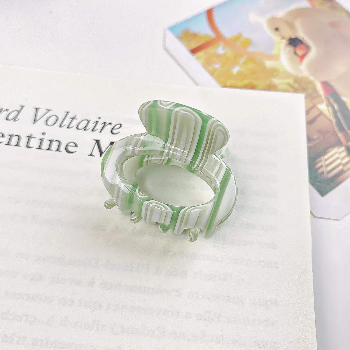 Striped Acetic Acid Small Grab Clip, Female High Ponytail Fixed Artifact Bangs Clip Braided Hair Clip Broken Hair Clip, Hairpin image 5