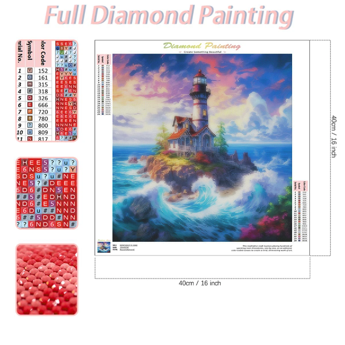 RUOPOTY Diamond Painting Diy Gift Lighthouse Landscape Painting For Adults For Home Decors