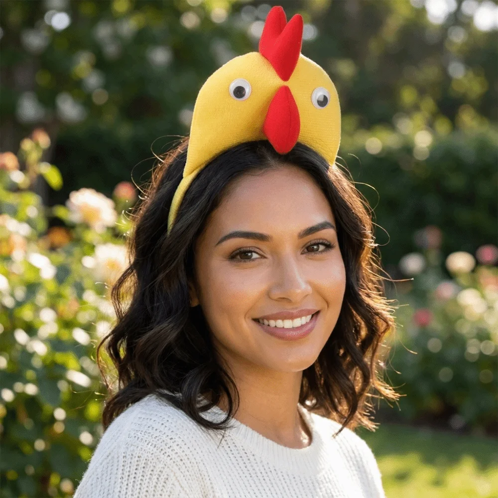 Unique Party Headwear Cartoon Chicken Headband 3D Cute Chick Headwear Adorkable Funny Animal Hair Accessories Festival