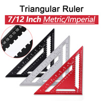 7/12 Inch Metric Triangle Ruler Angle Protractor Right Angle Ruler Carpenter Tri-square Line Scriber Measuring Woodworking Tool