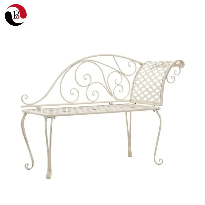 

White Outdoor Patio Balcony Metal Garden Bench