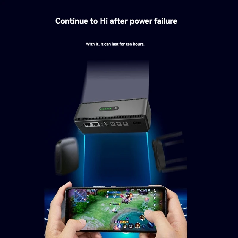 미니 UPS 배터리 백업 전원 공급 장치, 멀티 포트, 소형 기기용 휴대용 넓은 전압 범위, 8800Mah