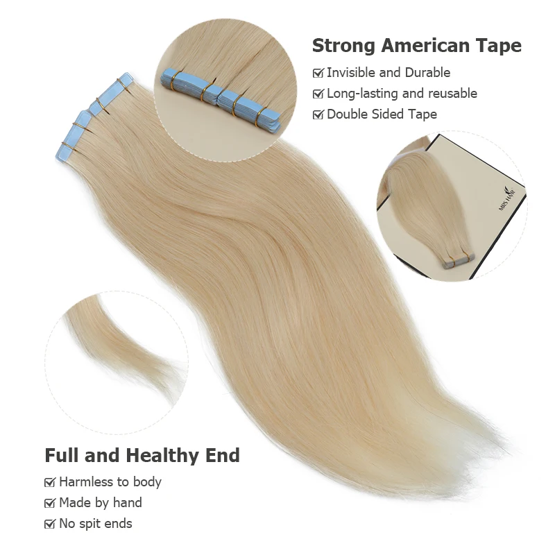 Salon Proven Tape-in Haarverlängerungen 100% Echthaar für Einen Unsichtbaren Natürlichen Look Einfache Anwendung & Vollständige Farbauswahl – Detail 6