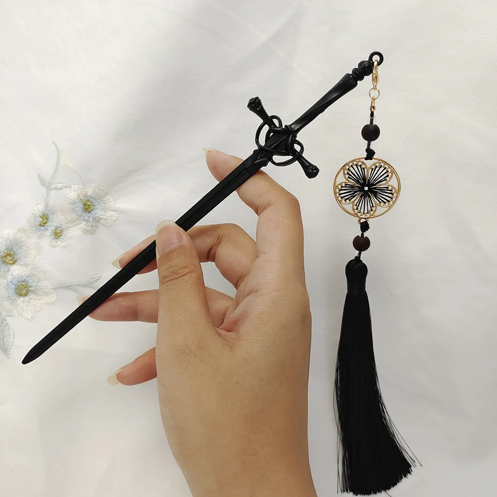 2022 New Chinese Style Punk Sword Tassel Hairpin Archaic Style Hair Sticks for Women DIY Hairstyle Hair Dish Accessories Trendy