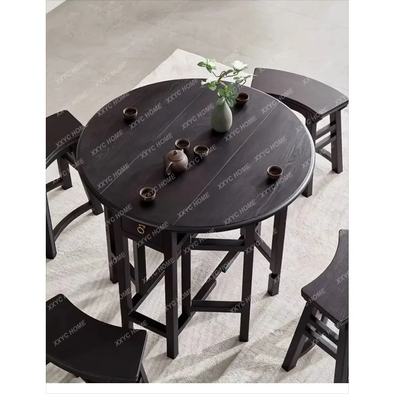 New Chinese tea table and chair combination solid wood dry brewing tea table balcony coffee table telescopic