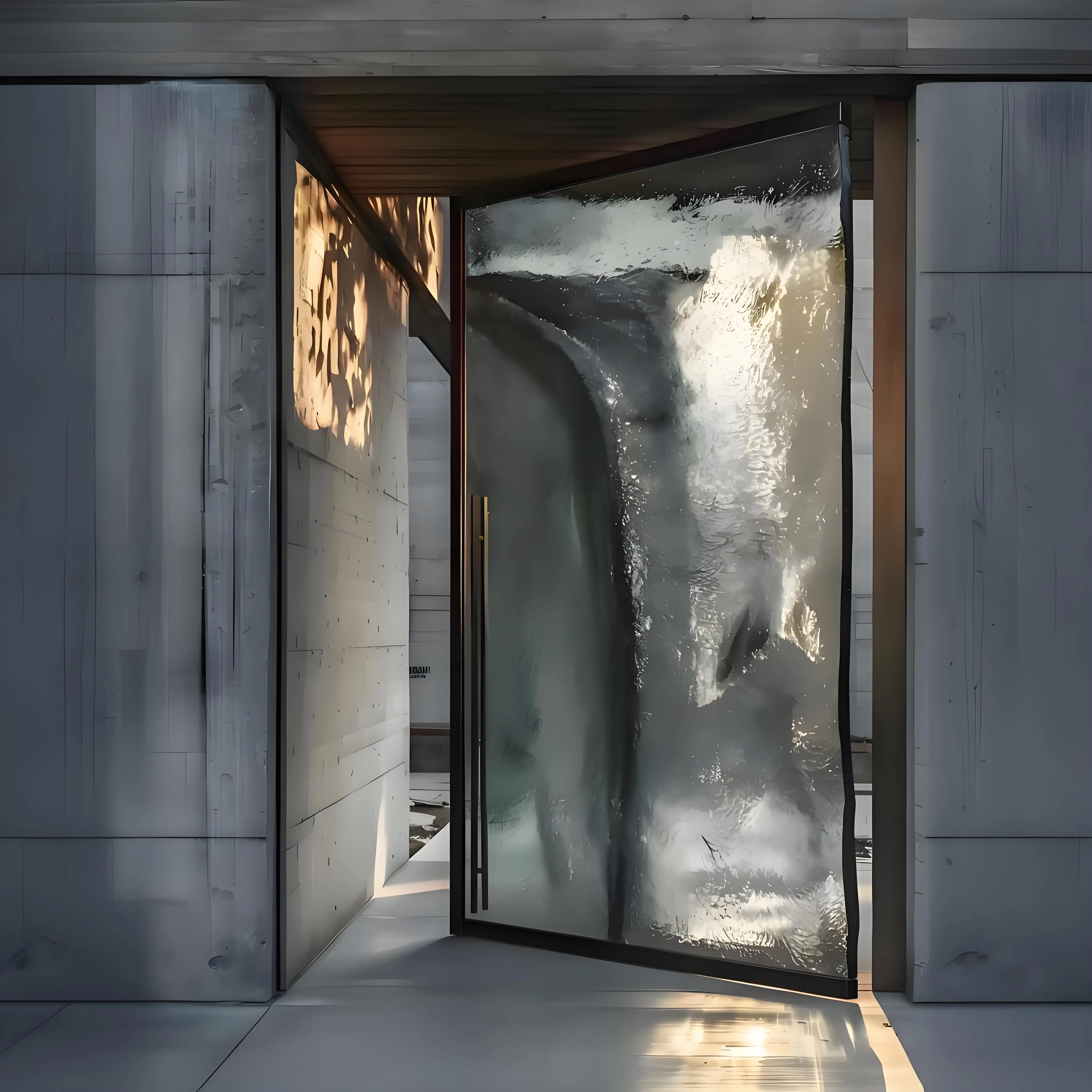 Sixinalu باب محوري لمركز التأرجح مع قفل ذكي للفناء الخارجي الأبواب الأمامية الرئيسية الألومنيوم باب زجاجي مزدوج ديكور المنزل مخصص