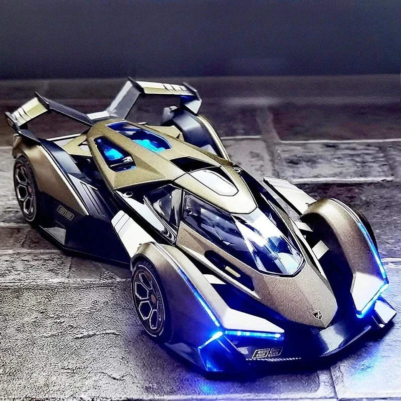

1:22 V12 GT модель спортивного автомобиля из сплава, литой под давлением металл, имитация украшения, звук и свет, любимые праздничные подарки