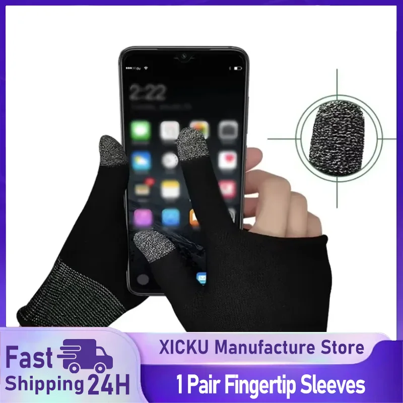 Upgrade 2PCS Finger Thumb Sleeve Gloves For Gamer Non-scratch Mobile Gaming Gloves Gaming Accessories Comfortable Sweat Proof
