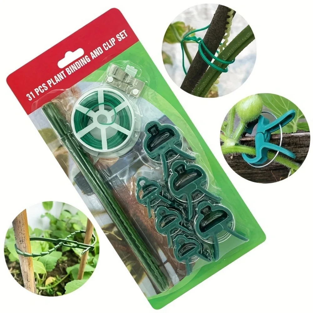 31-Piece Garden Set for Tying and Supporting Plants, Tomato Climbing Plant Vine Clips, Plant Fixing Gardening Clips