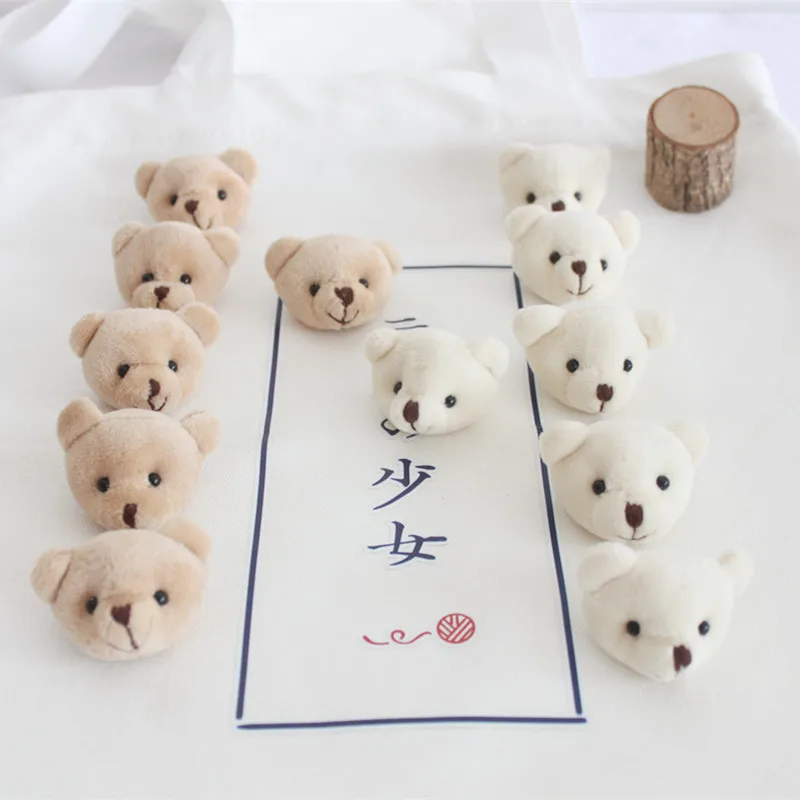 2PCS Cartoon three-dimensional cute bear head plush bear Kawaii brooch DIY bag clothing accessories decoration