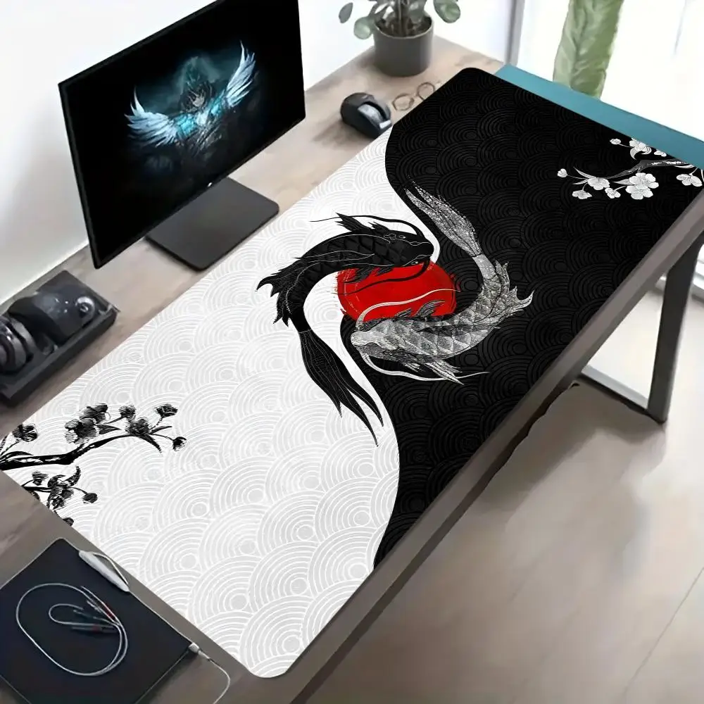 Large Chinese Tai Chi Dragon Non-slip Extended Gaming Mouse Mat Desk Pad for Office Desktop Laptop Gaming Keyboard Accessory