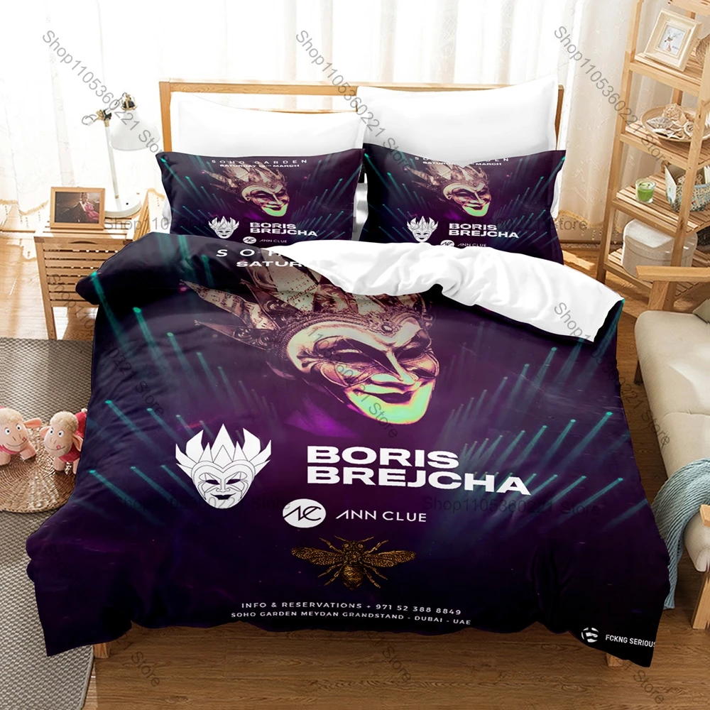 

Personality Boris Brejcha New Bedding Set Electronic Music DJ Print Duvet Cover Set Soft Microfiber Bed Set with Pillowcases for