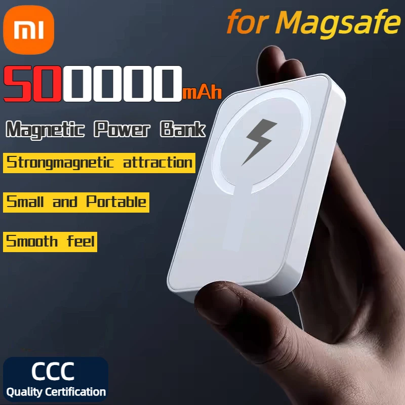Xiaomi-Banco de energĂa magnĂ©tico inalámbrico, baterĂa externa portátil ultrafina de alta capacidad, 500000mAh, para iPhone y Samsung