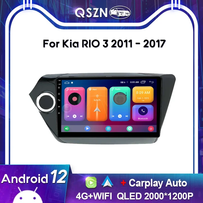 

Автомагнитола 2K QLED для Kia RIO 3 2011-2017, мультимедийный видеоплеер с GPS, Carplay, автомобильная 4G-навигация, стерео, Android 13, без dvd, 2din