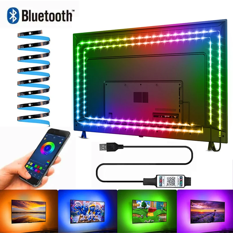 Led Strip Lights For TV Backlight Dimmable Rgb Led Lights Room Decoration RGB 5050 USB Bluetooth 5V Led Tape Light Music Sync