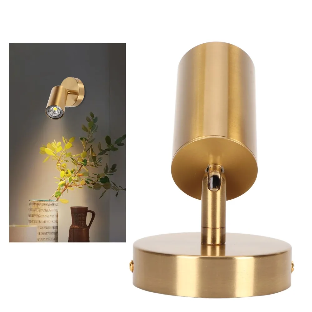 85-265V LED Wall Light 3000K Warm Light 7W Wall Lighting Fixture Gold Finish Iron Material Ceiling Spotlight Fixture Hallway