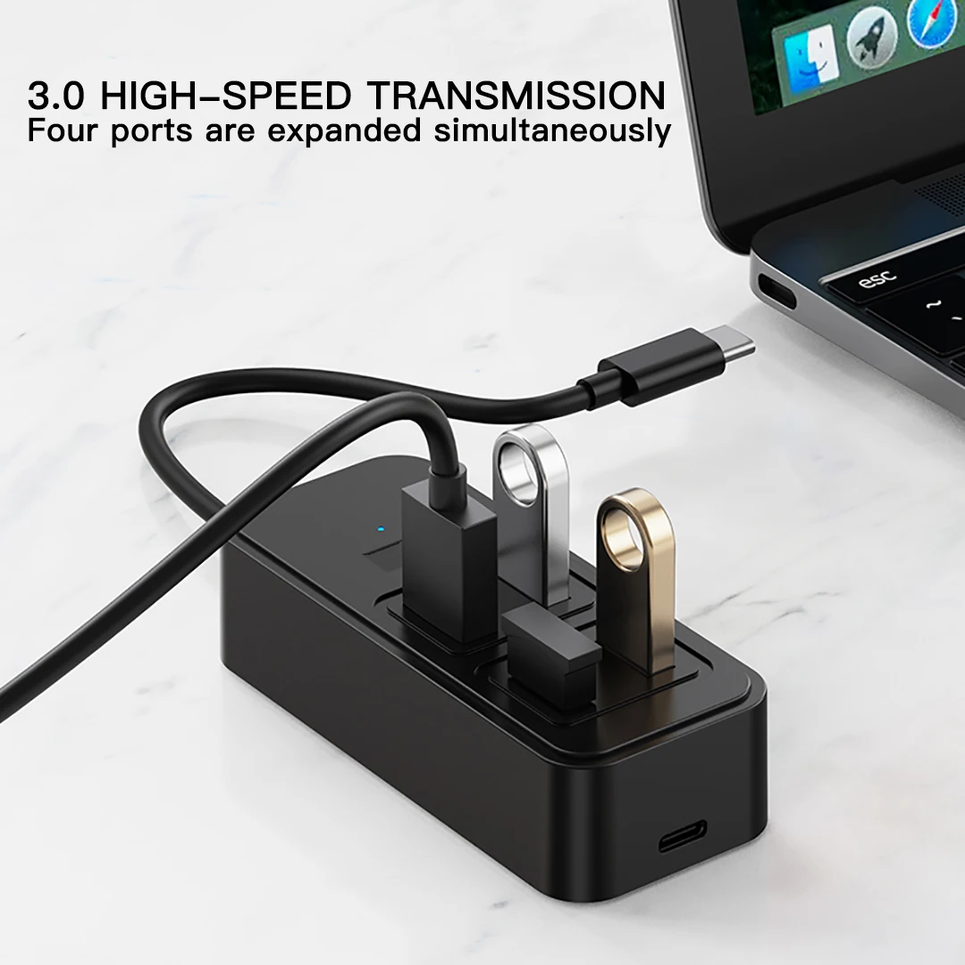 

USB3.0 4-port Docking Station High-speed Data Transmission Hub USB Splitter Adapter Supports All TYPE-C Channel Computers