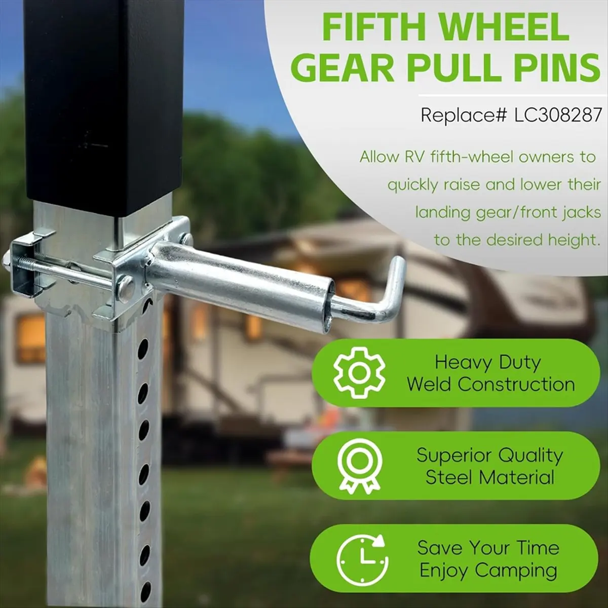 308287 RV Fifth Wheel Landing Gear Quick Release Pull Pin, 2 PCS Fifth Wheel for RV Motorhome