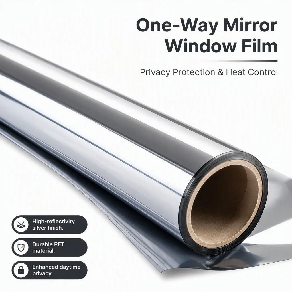 One Way Mirror Privacy Window Film Self Adhesive UV Block Heat Control Reflective for Home Office Glass Door