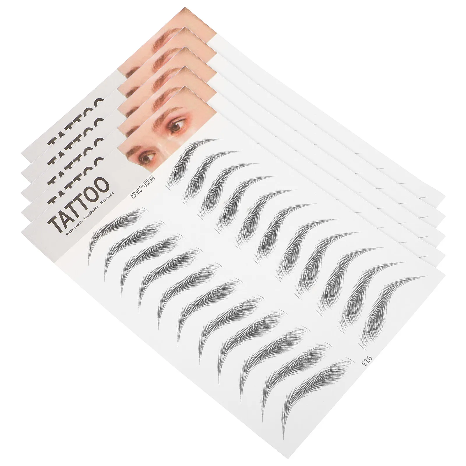

5Pcs 6D Hair-Like Eyebrow Stickers Black Waterproof Temporary Makeup Brow Enhancer Realistic Full Look for Sparse Brows