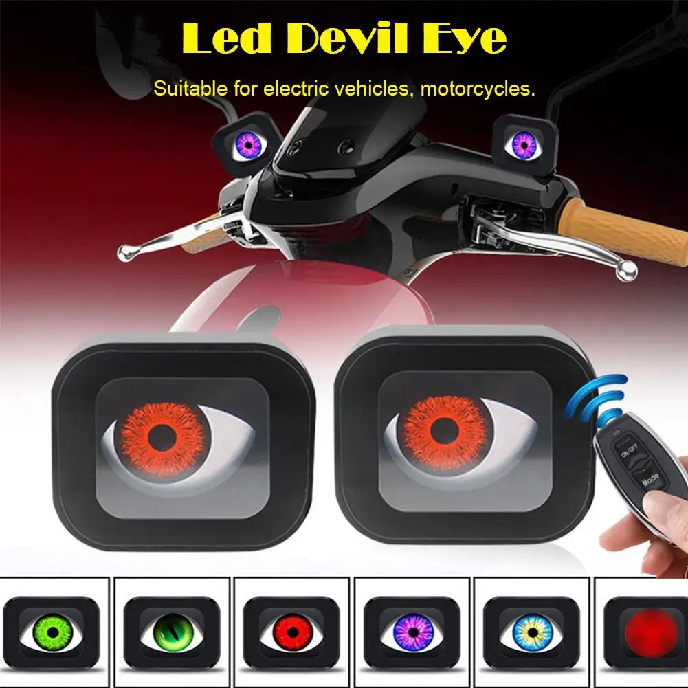 Car Electric Vehicle LED Dynamic Demon Eye Light Rearview Mirror Modification External Eye Light Multi-mode Blink Light