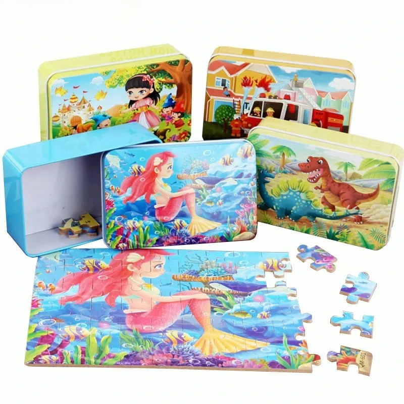 60 Pieces Puzzles Montessori Games for Kids Educational Toys Children Cartoon Vehicle Marine Animal Jigsaw Puzzle