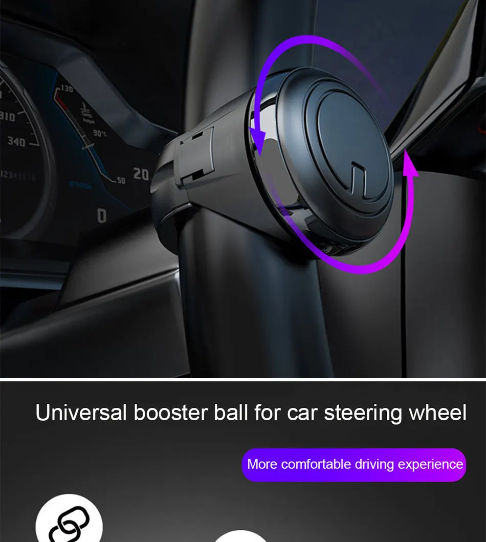 Car Steering Wheel Rotary Knob 360 Degree Rotation Metal Bearing Electric Handle Ball Assistant Manual Control Of Universal Join