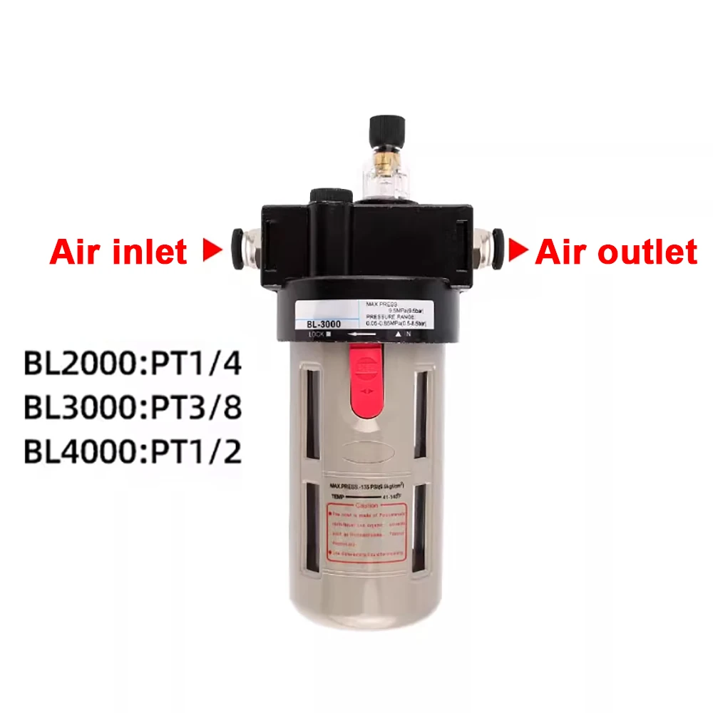 

Lubricator Regulator Compressed Air Filter Airbrush Air Compressor Pressure Reducing BL2000 BL3000 BL4000 1/4" 3/8" 1/2"