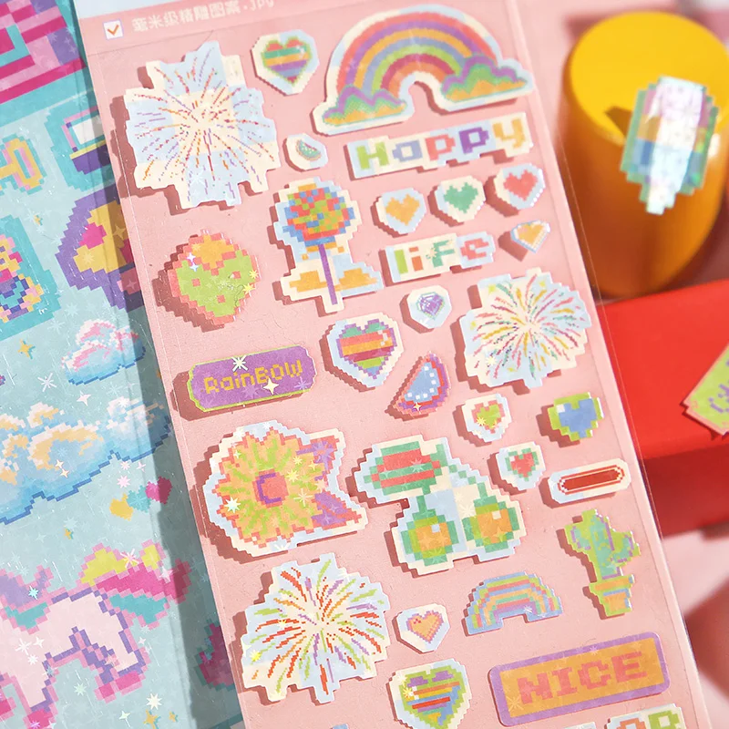 1pc Nette Pixel Candy Serie Dekorative Aufkleber Planer Journal Collage DIY idol karte Material Aufkleber Kawaii Koreanische Schreibwaren