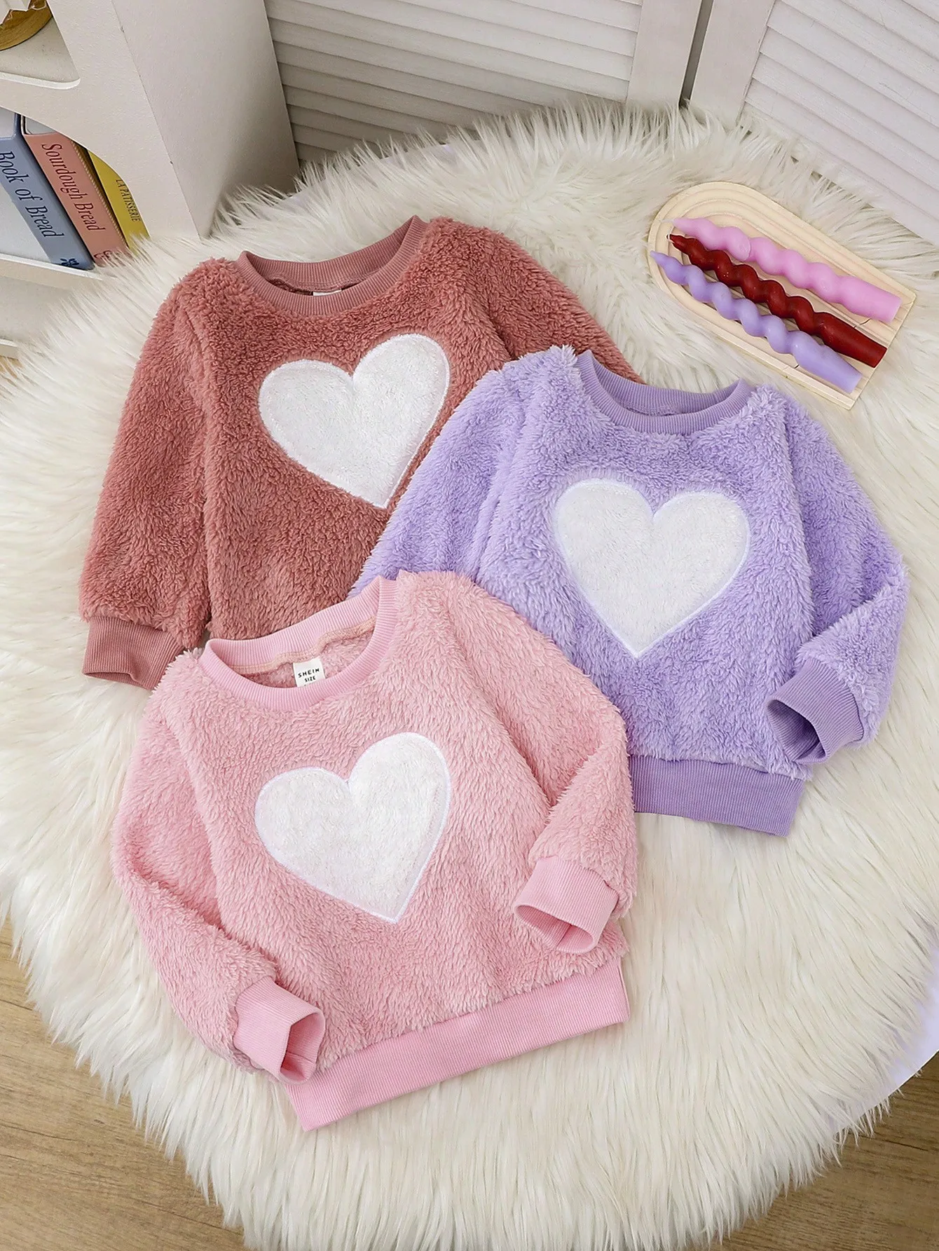 في الخريف والشتاء، سترة فروي دافئة على شكل قلب للفتيات الصغيرات بسيطة غير رسمية وناعمة بأكمام طويلة للنساء #1