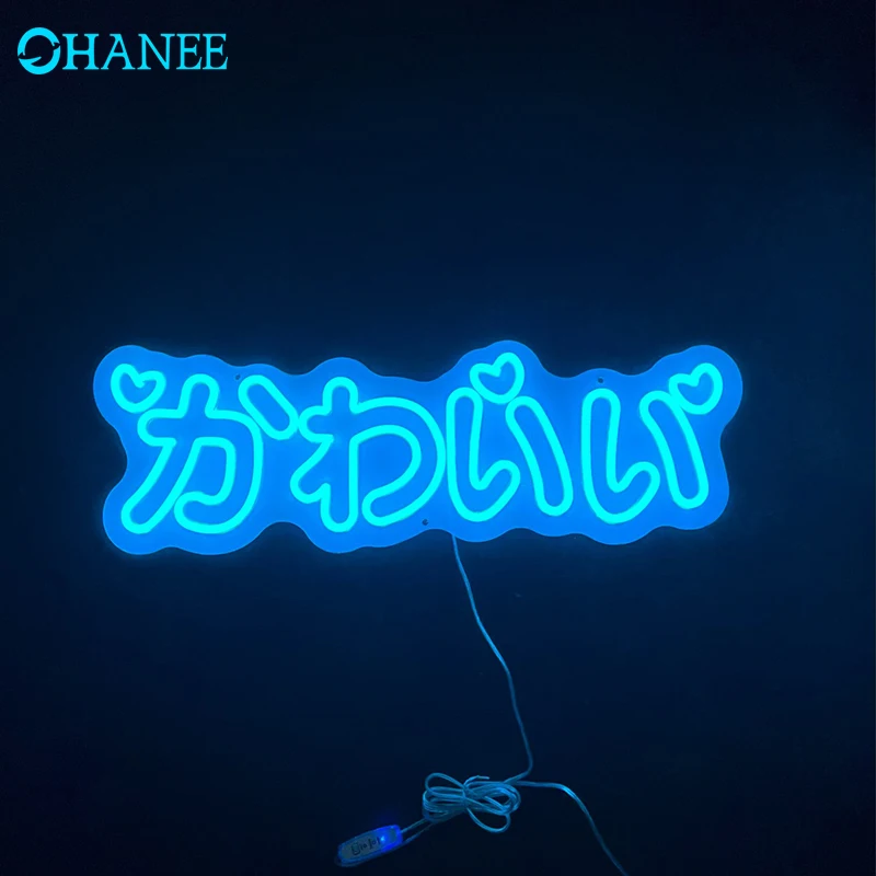 OHANEE Indoor Wall Decor for Girl Gift Birthday Home Room Bedroom Custom Japanese Kawaii Japan Style Anime Led Neon Sign Light