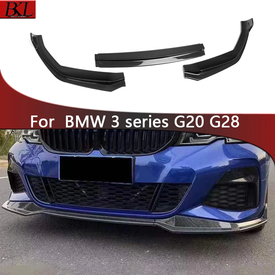 For BMW 3 Series G20 G28 325i 2019-2022 Carbon Fiber Car Front Bumper Diverter Spoiler Diffuser Front lip chin MP style body kit