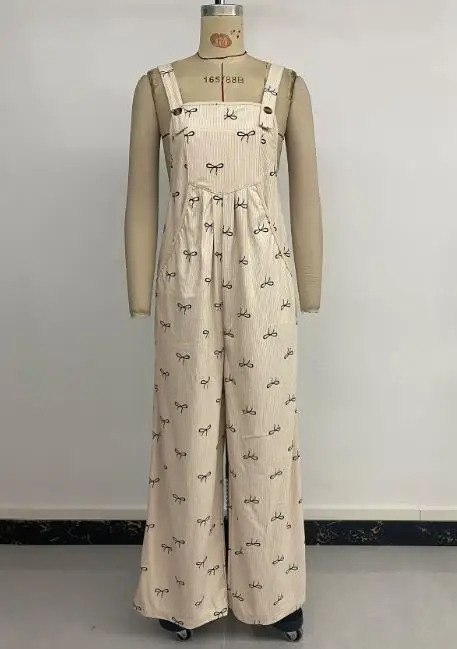 Women's Jumpsuit 2025 New Sweet Style Jumpsuit Butterfly Knot Warm Corduroy Suspender Overalls Minimally Casual Elegant Jumpsuit