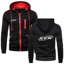 2022 Men's CCM Fashion Men's Comfortable Cotton Zipper Hoodie Fitness Sweatshirt Solid Color Fleece College Wind Jacket Top