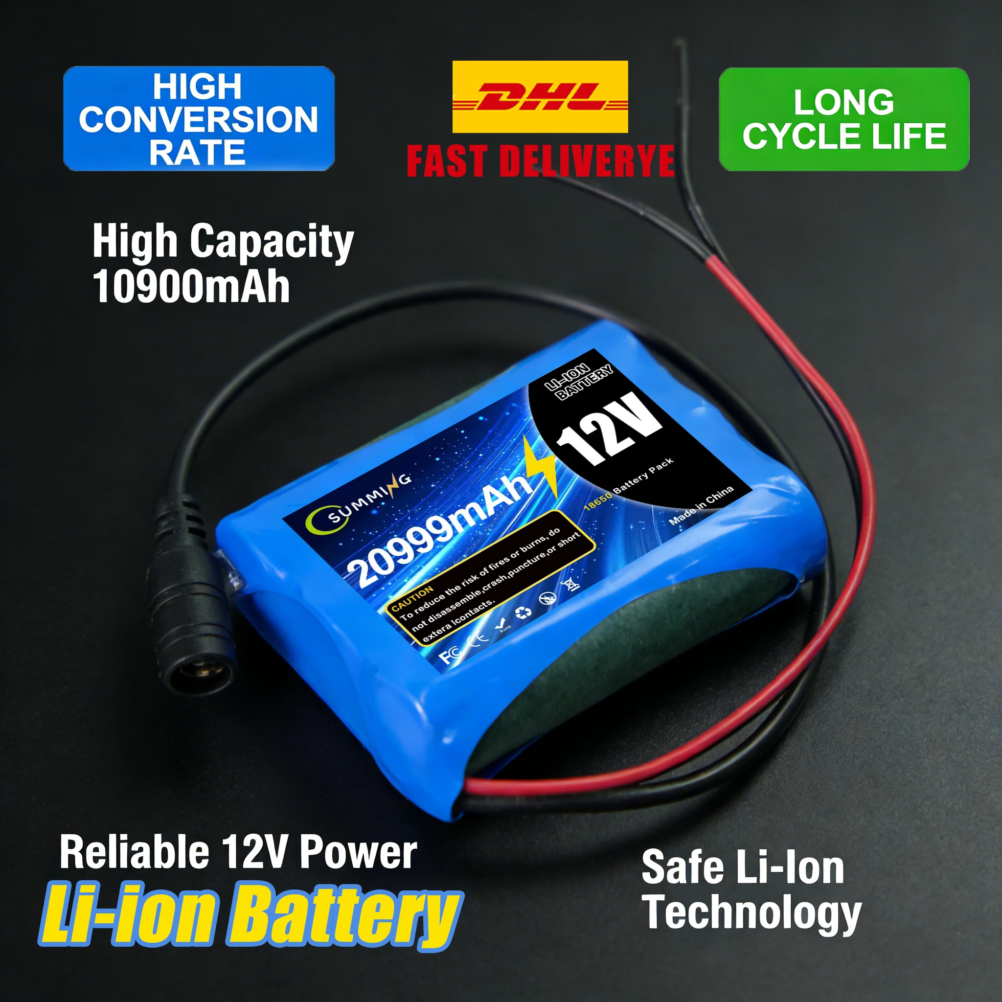 

Литиевая батарея 12В 20999 мАч ️ Аккумуляторная батарея высокой мощности 3S1P 18650 с BMS Защитная плата, сверхмощный выход постоянного тока 12,6 В