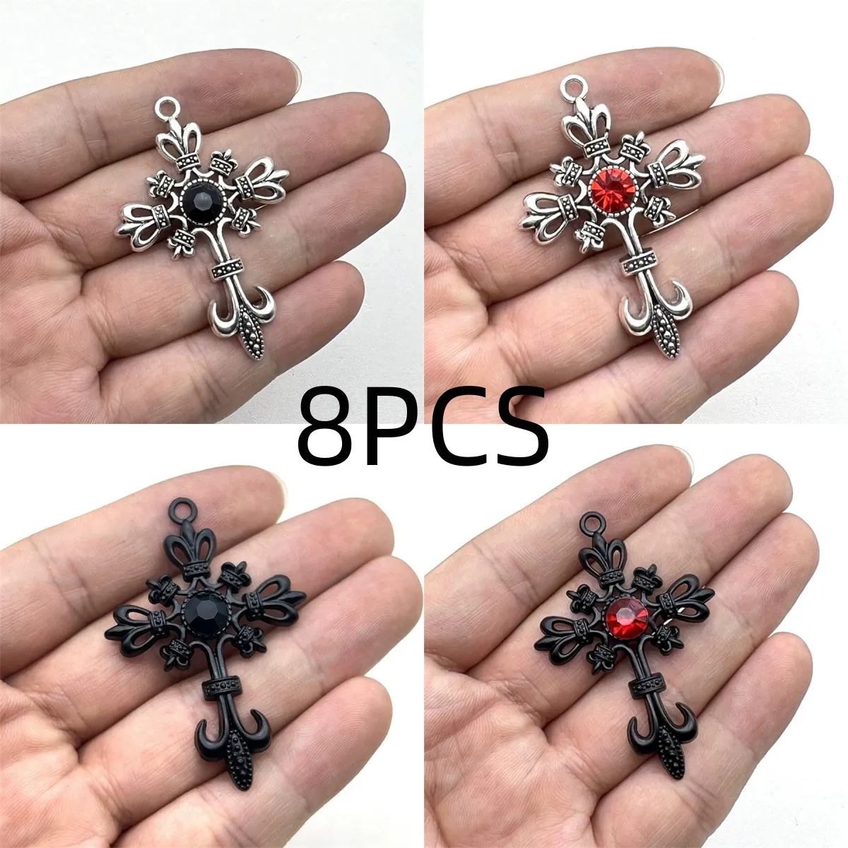 8PCS Gothic punk cross pendant accessories DIY alloy jewelry accessories image 6